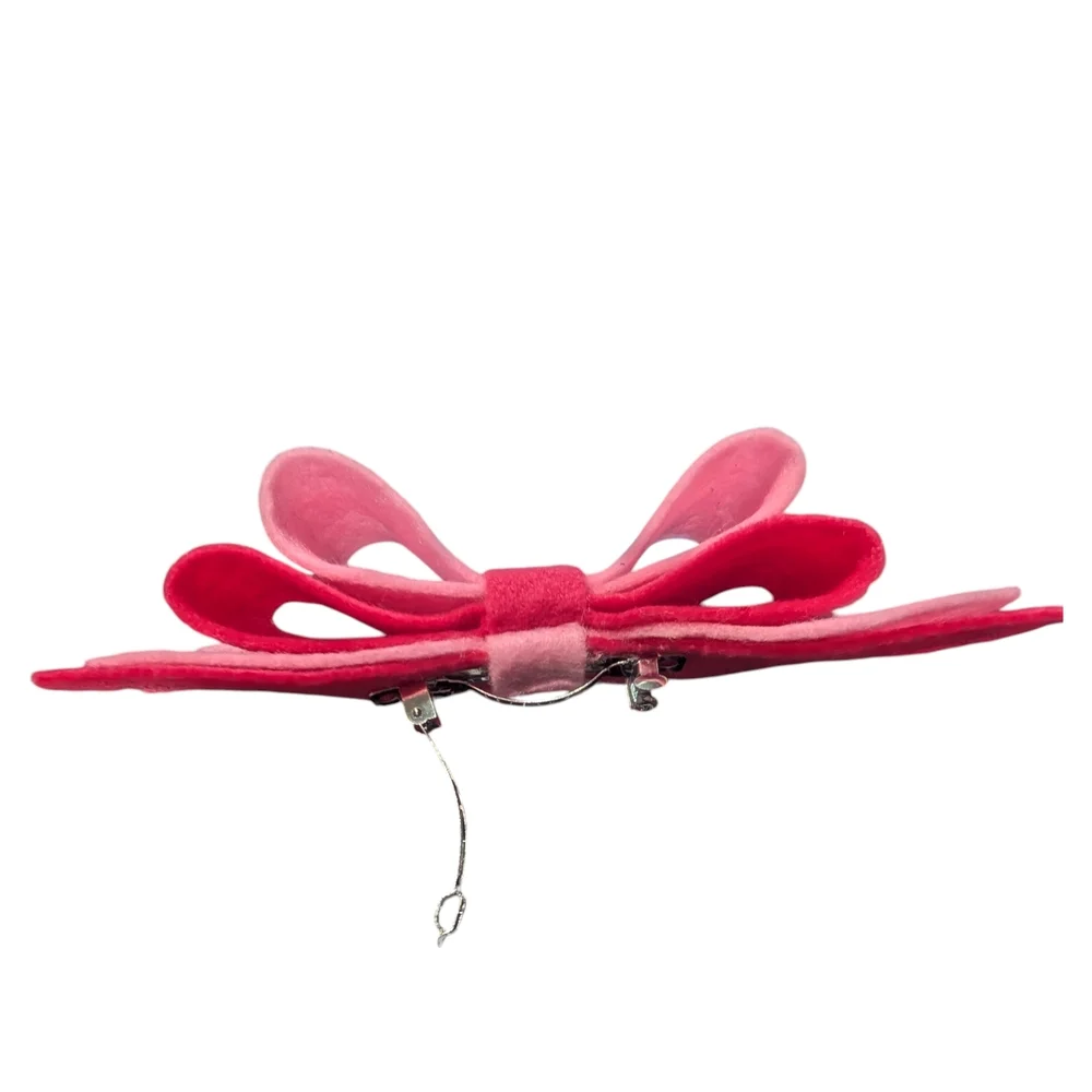 2 Tone Pink Felt Hair Bow Clip